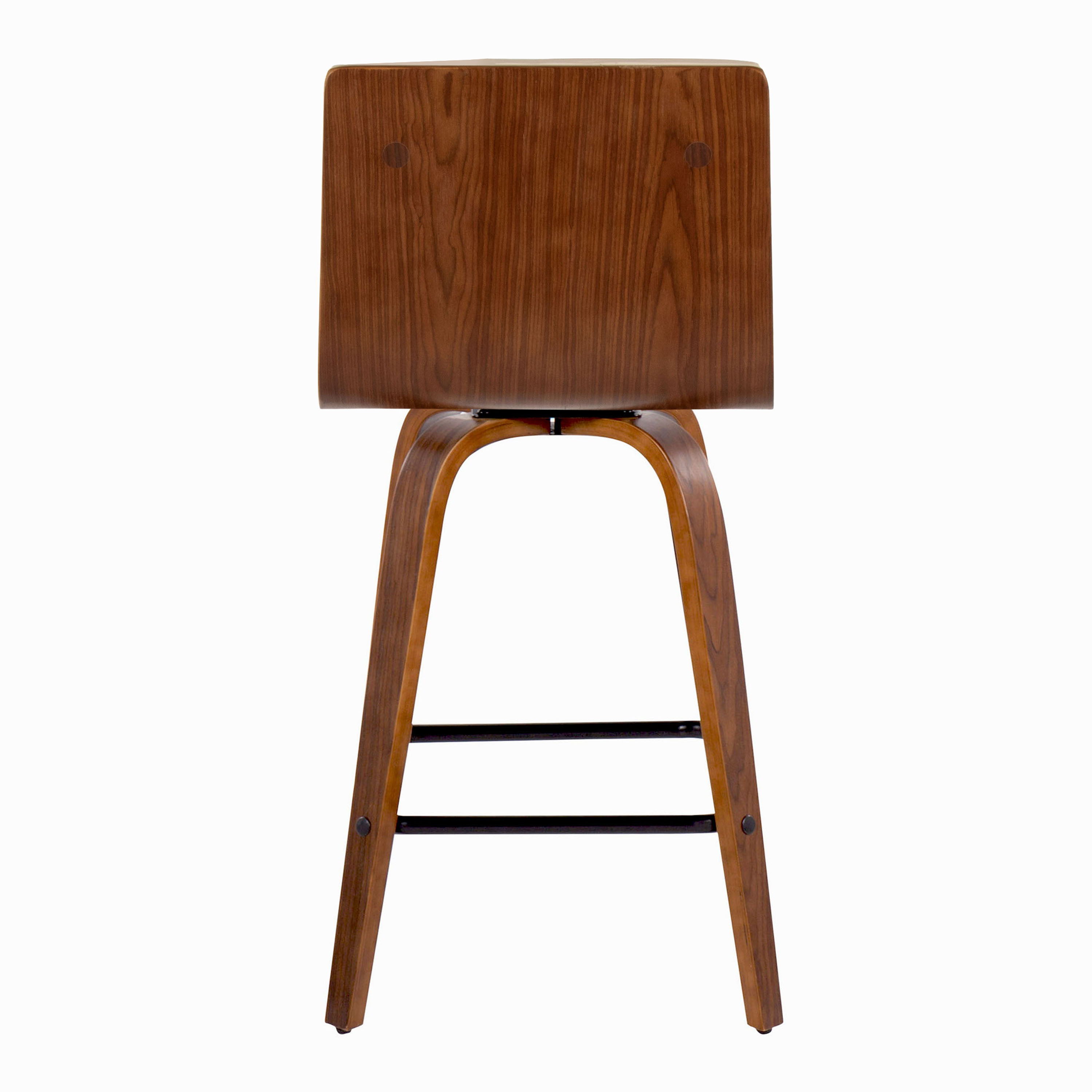 Vasari - Mid Century Modern Fixed Height Counter Stool, Swivel With Square Footrest (Set of 2)