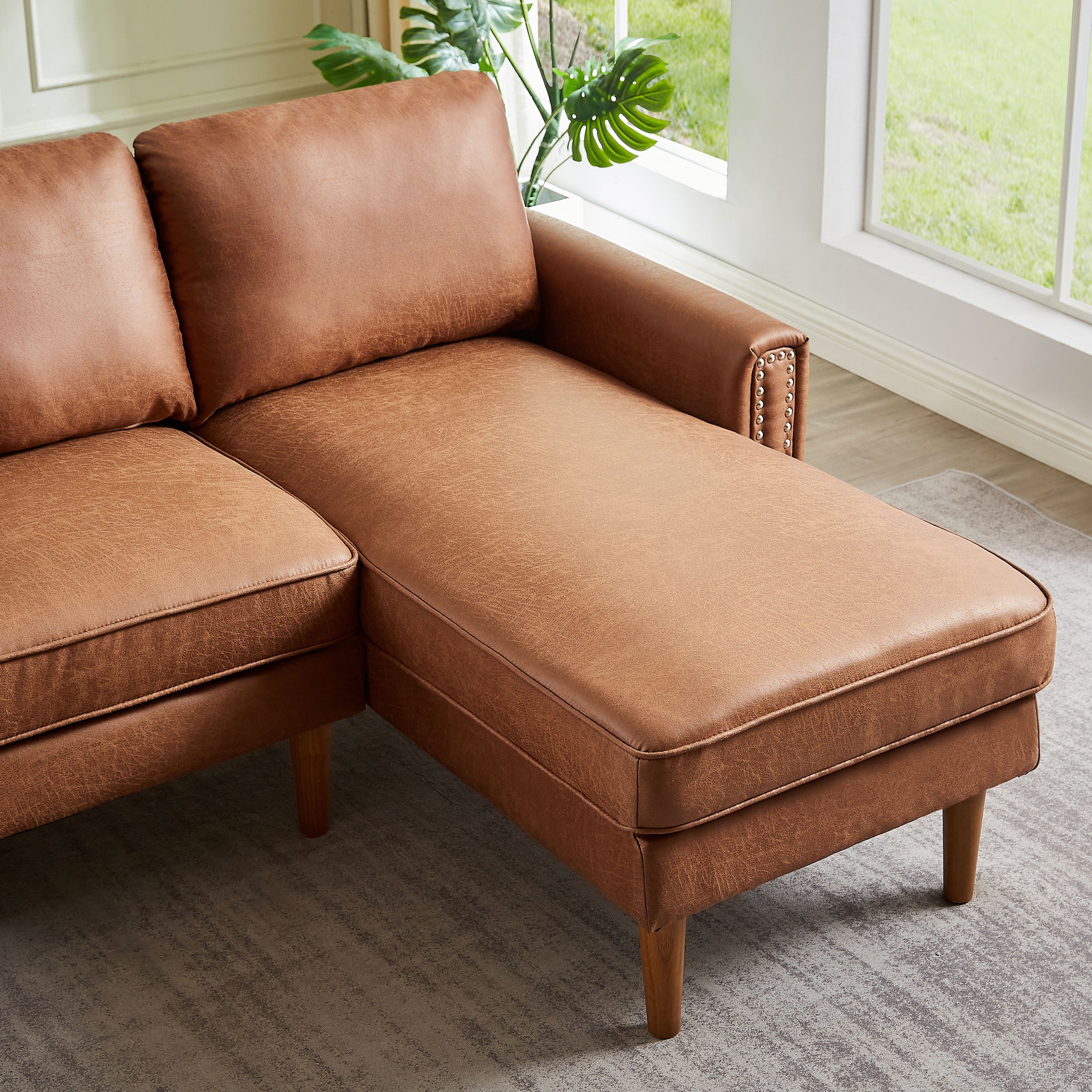 L-Shape Sofa Couch With Chais Mid-Century, Strong Leg And Design That Will Complement Any Living Space, Left Chaise