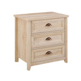 Transitional Farmhouse Framed 3 Drawer Nighstand With Cup Handles Light Brown by Walker Edison | Bel Furniture