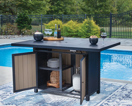 East Beach - Rectangular Bar Table With Fire Pit - Blue - view 3