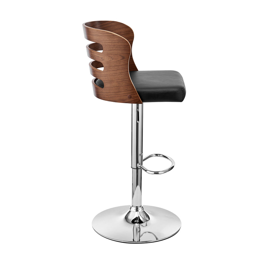 And Silver Swivel Adjustable Height Bar Chair - Black / Brown