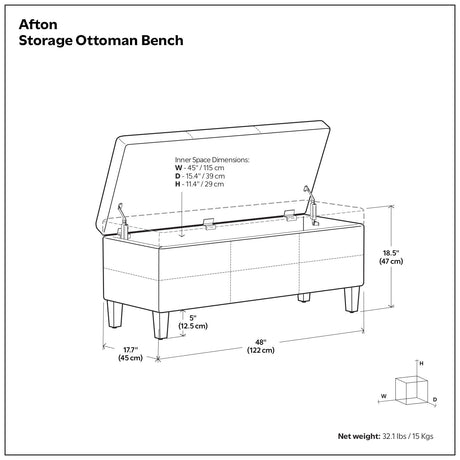 Afton - Large Storage Ottoman Bench - view 9