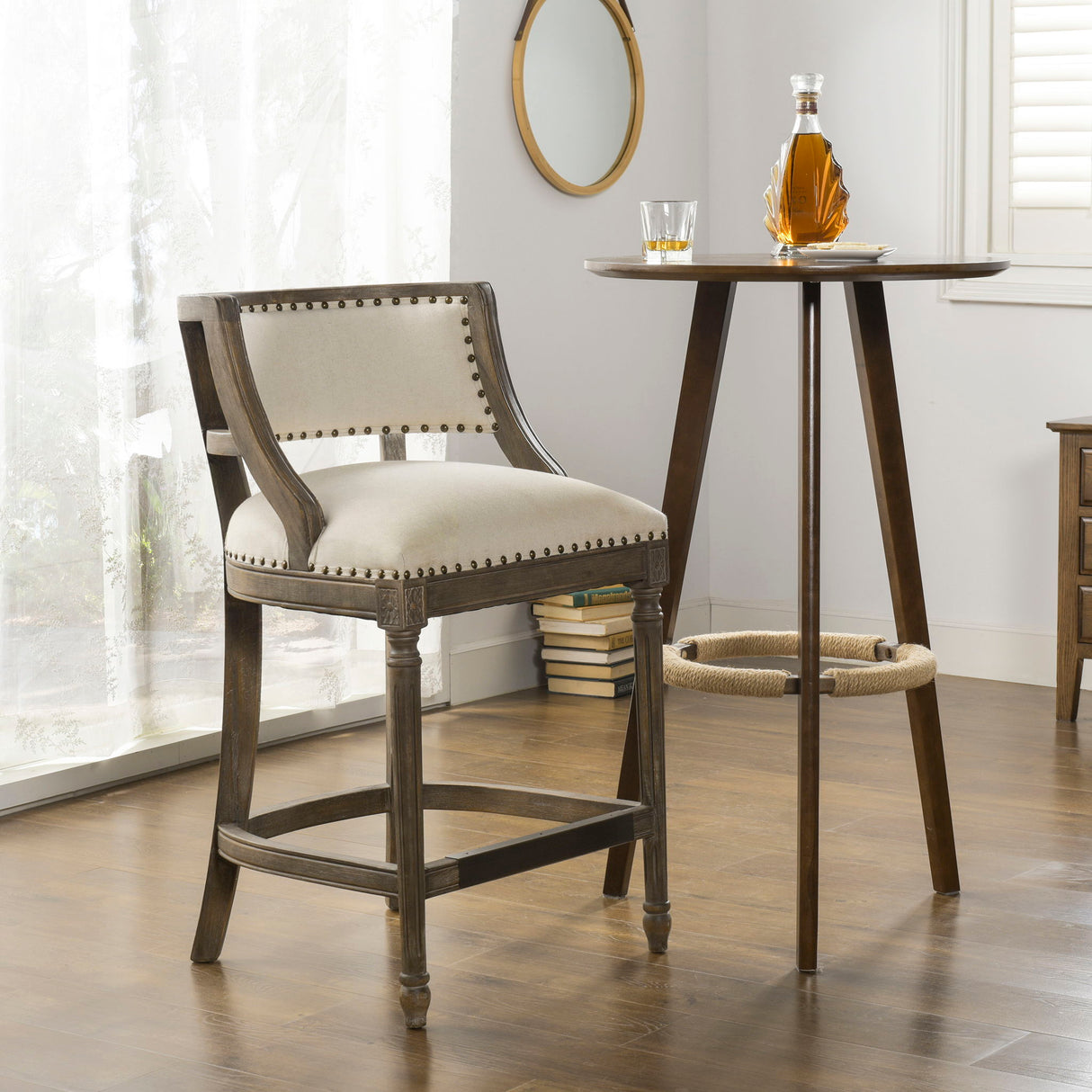 Paris - Farmhouse Counter Height Bar Stool With Backrest by Jennifer Taylor Home | Bel Furniture