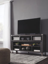 Todoe - Gray - 2 Pc. - 65" TV Stand with Wide Fireplace Insert by Signature Design by Ashley® | Bel Furniture