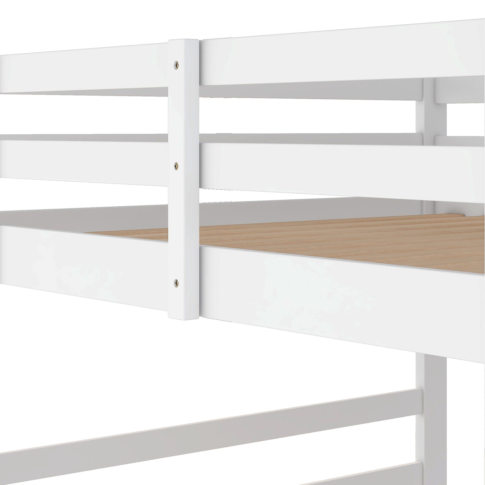 Full Over Full Bunk Bed With Ladder - White