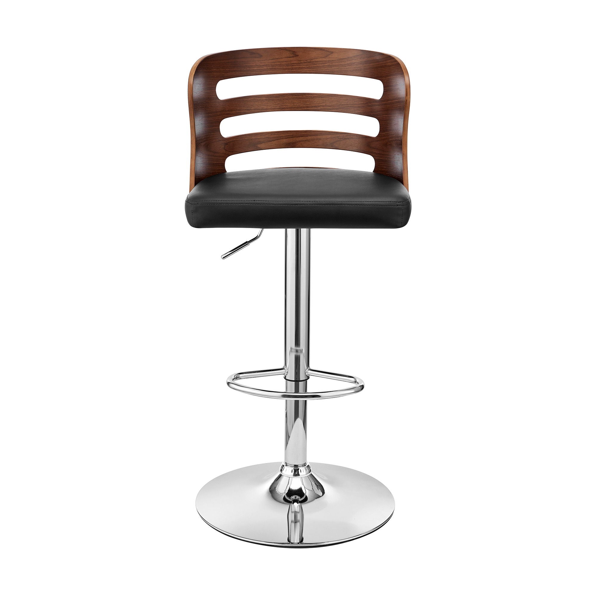 And Silver Swivel Adjustable Height Bar Chair - Black / Brown