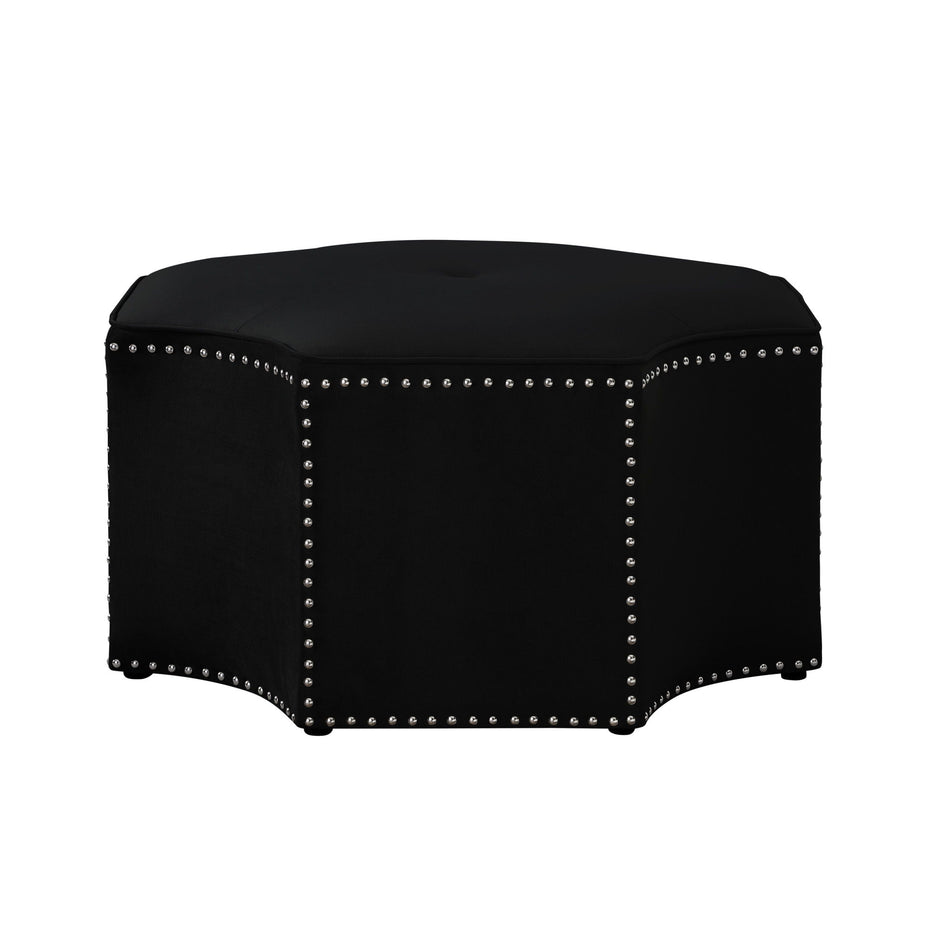 Velvet Specialty Cocktail Ottoman - Black