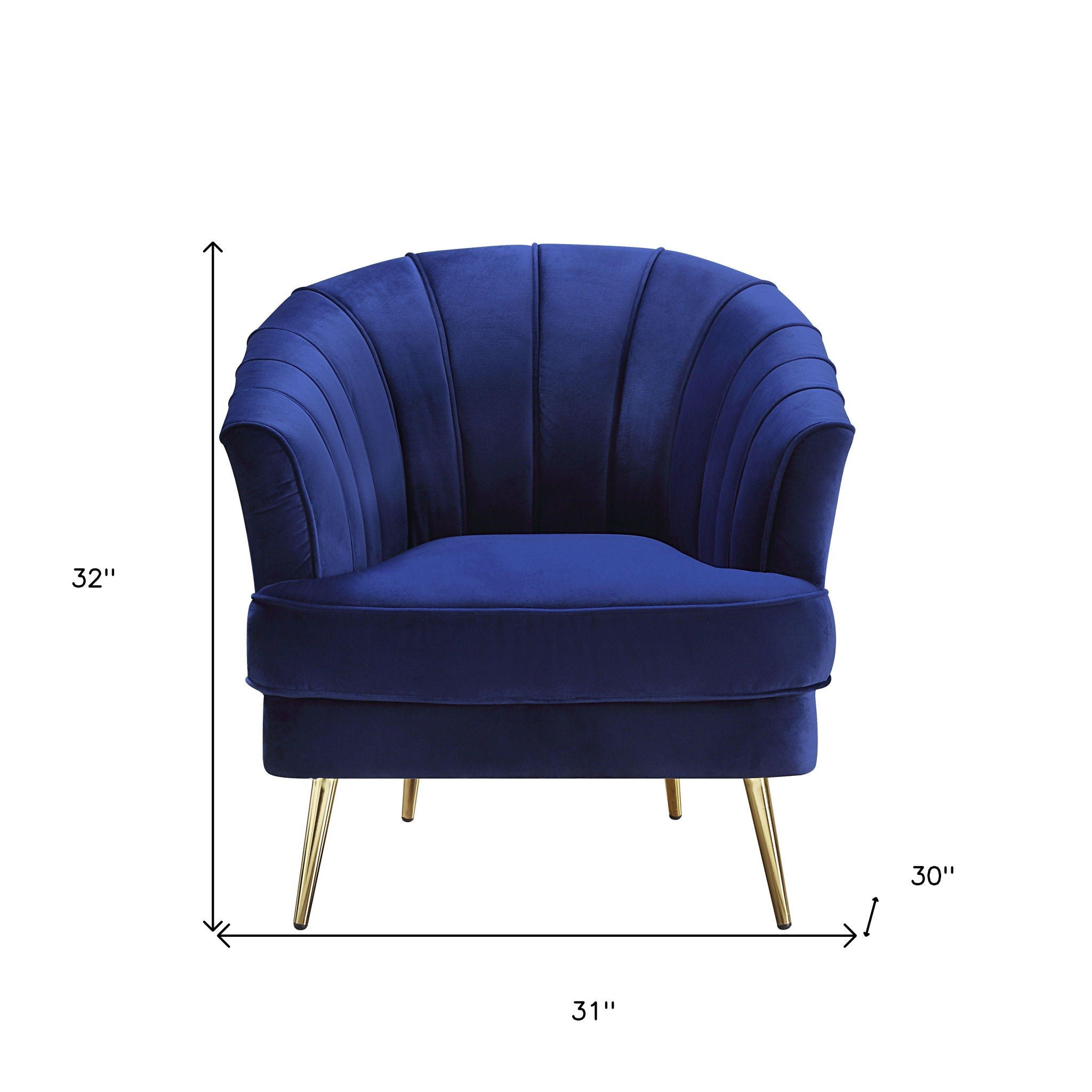 Velvet Striped Barrel Chair - Blue / Gold