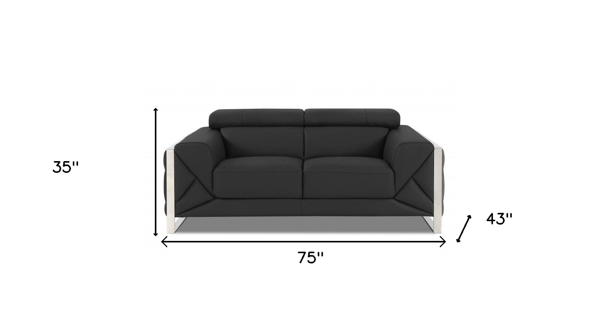 Italian Leather Loveseat - Gray