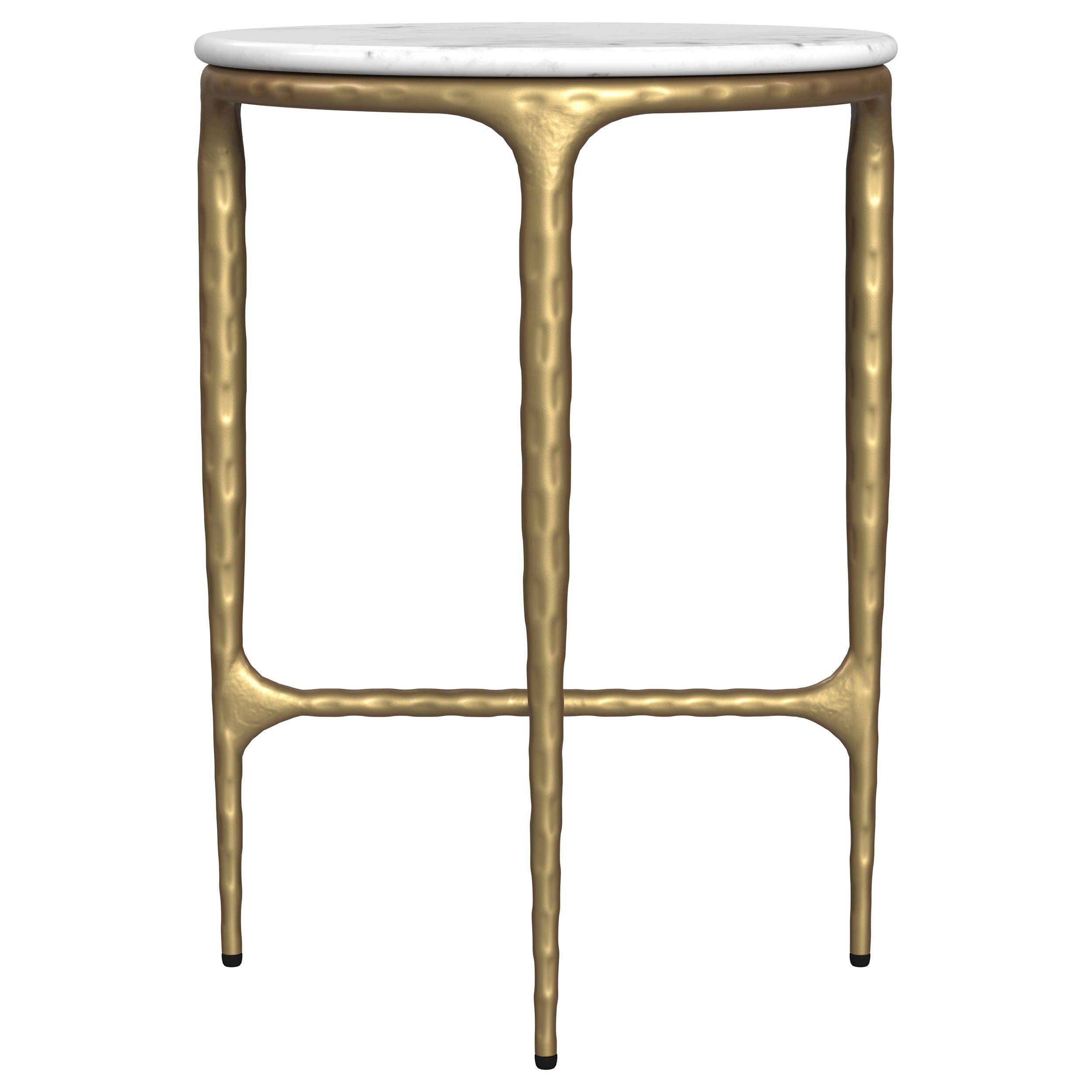 Baldwin - Round Marble Top Side Table - White And Gold