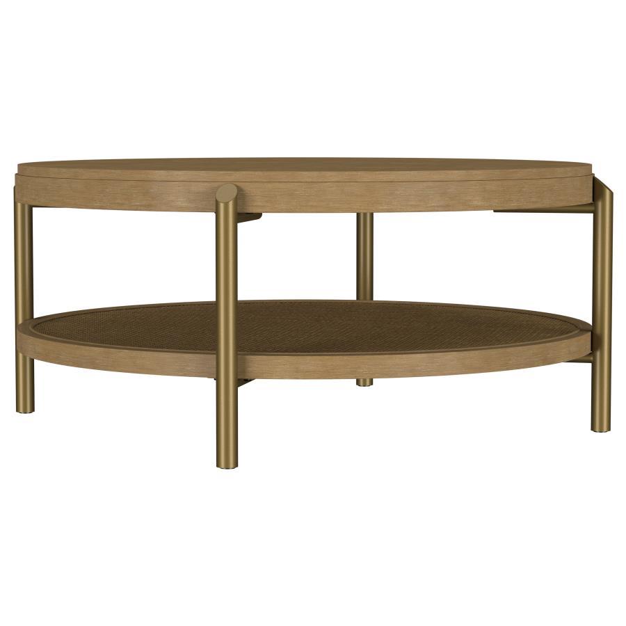 Arini - Round Coffee Table With Storage Shelf Light Brown by Coaster Fine Furniture | Bel Furniture