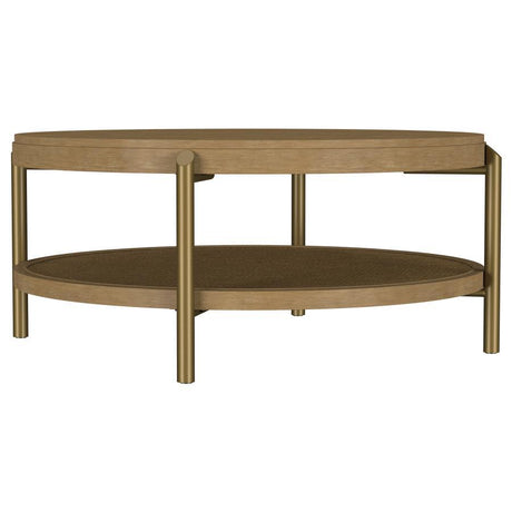 Arini - Round Coffee Table With Storage Shelf Light Brown by Coaster Fine Furniture | Bel Furniture