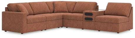 Modmax - Spice - Sectional Light Brown 6 Pc. Sectional With Audio Console by Signature Design by Ashley® | Bel Furniture