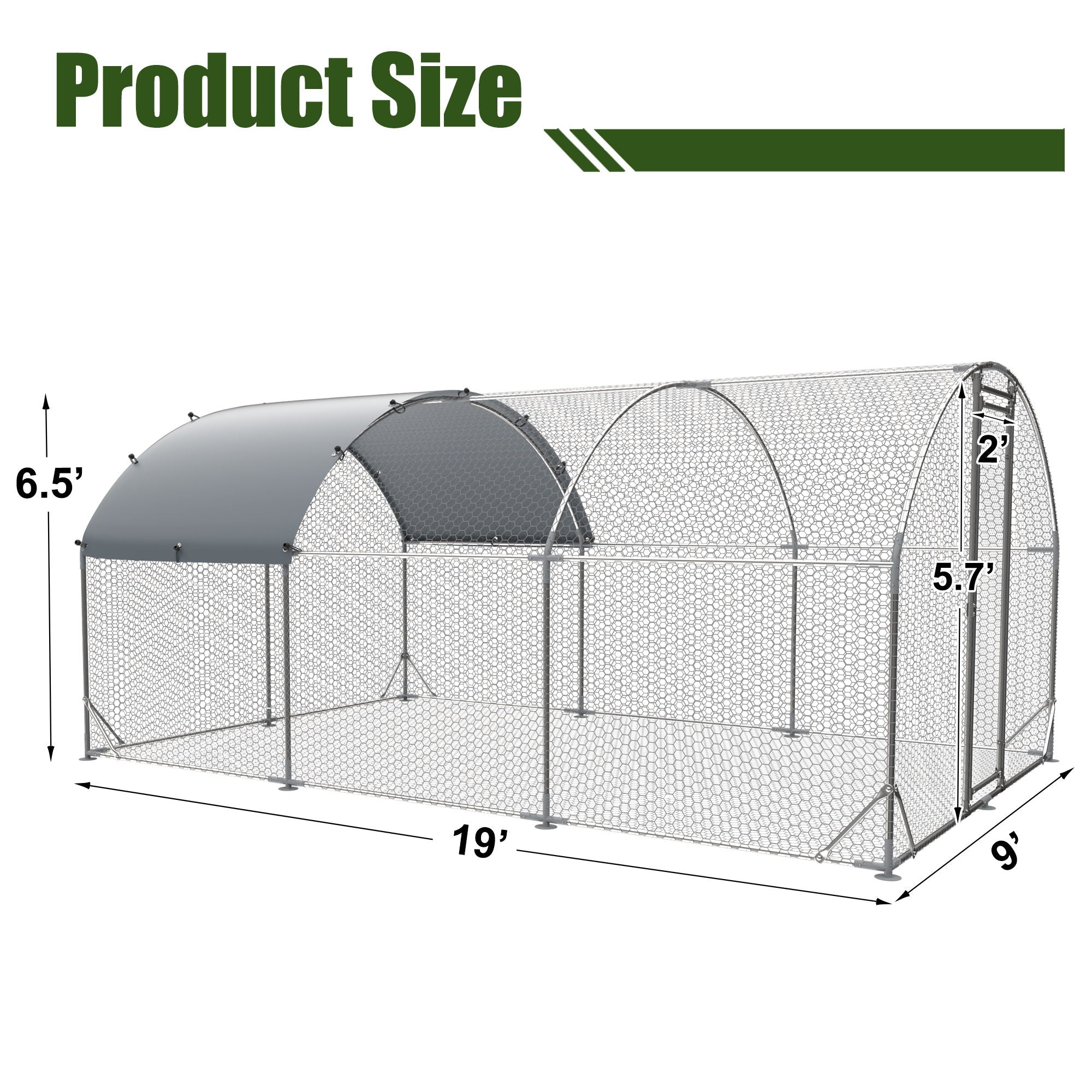 Large Metal Chicken Coop Upgrade Three Support Steel Wire Impregnated Plastic Net Cage, Oxford Cloth Plated Waterproof UV Protection, Duck Rabbit Sheep Bird Outdoor House - Silver