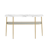 Modern Minimal Curved Faux Marble Entry Table - Gray / Gold by Walker Edison | Bel Furniture