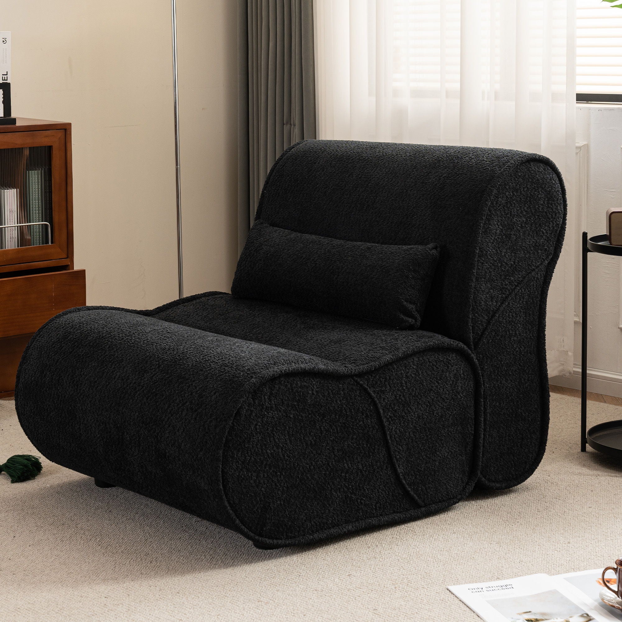 Soft Pellet Velvet Recliner, Comfortable Lounge Chair With Waist Pack Padding, Modern Design, Ideal For Living Room