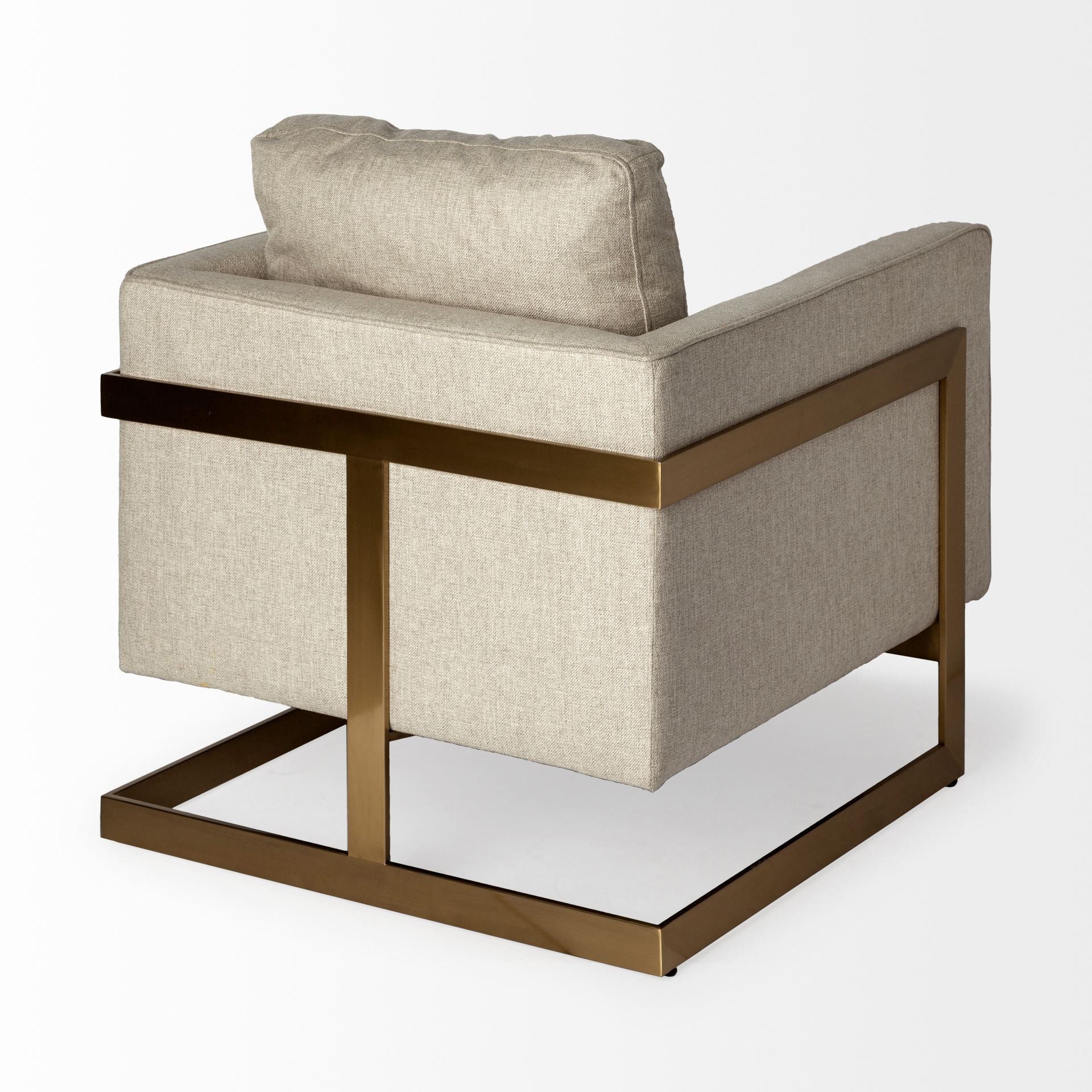 Fabric Club Chair - Cream / Gold