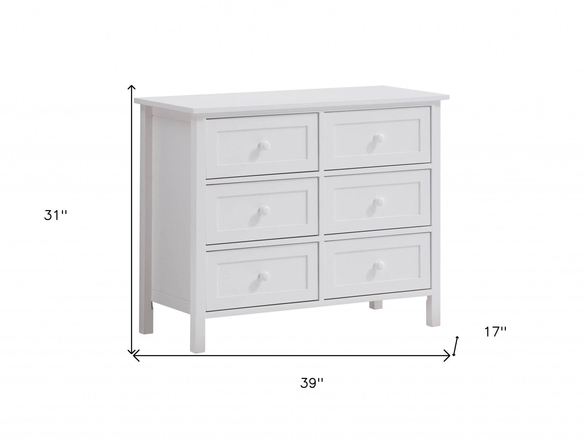 Six Drawer Dresser - White