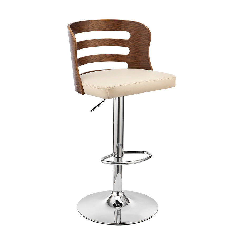 44" Swivel Adjustable Height Bar Chair - Cream / Silver