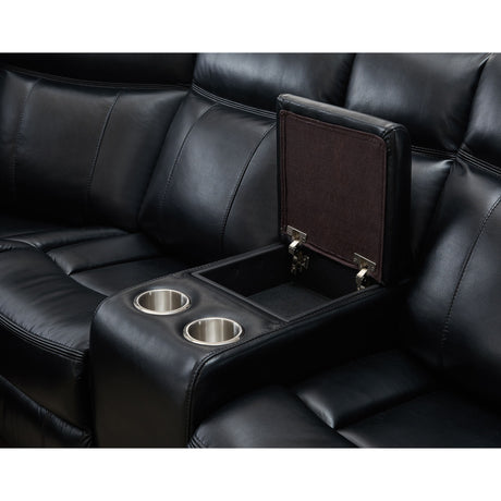 Jupiter - Leather Sectional - Black - view 4