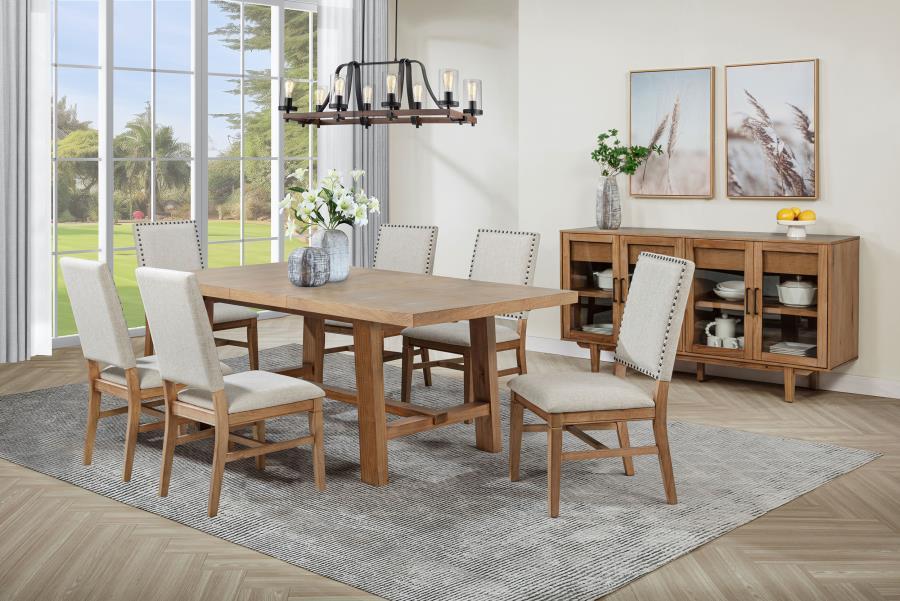 Middleton - Extension Leaf Dining Set With Upholstered Chairs Light Brown 7 Pc. Table, 6 Chairs by Coaster Fine Furniture | Bel Furniture