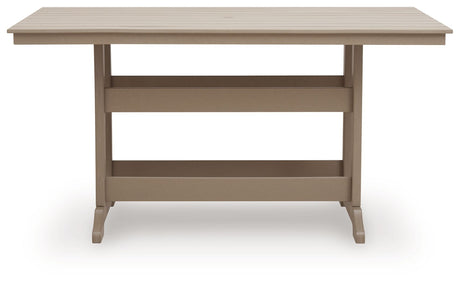 Seacliff Beach - Rectangular Counter Height Dining Table With Umbrella Option - Medium Brown - view 3