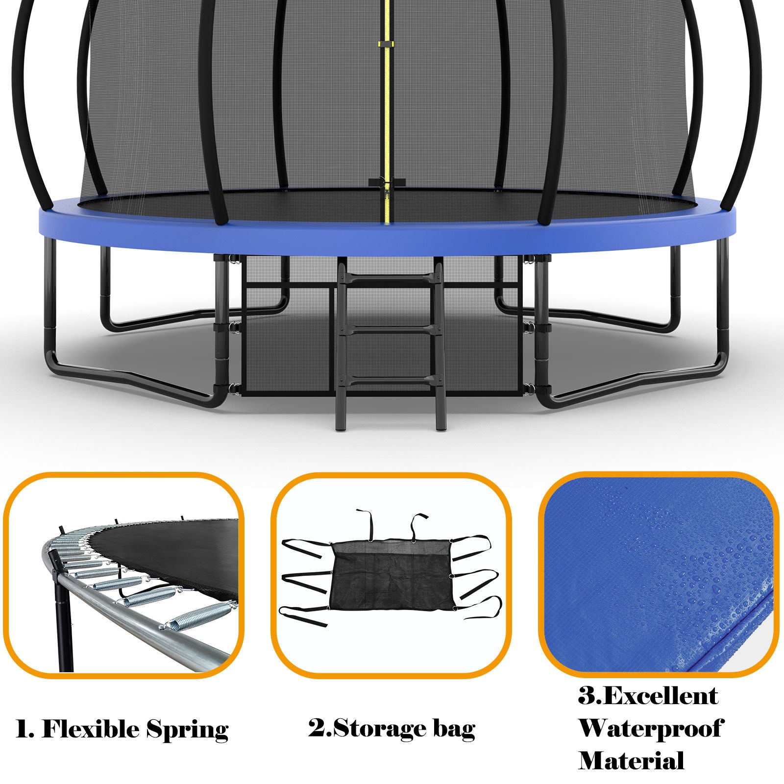 Trampoline With Enclosure, Recreational Trampolines With Ladder And Antirust Coating, Astm Approval Outdoor Trampoline For Kids