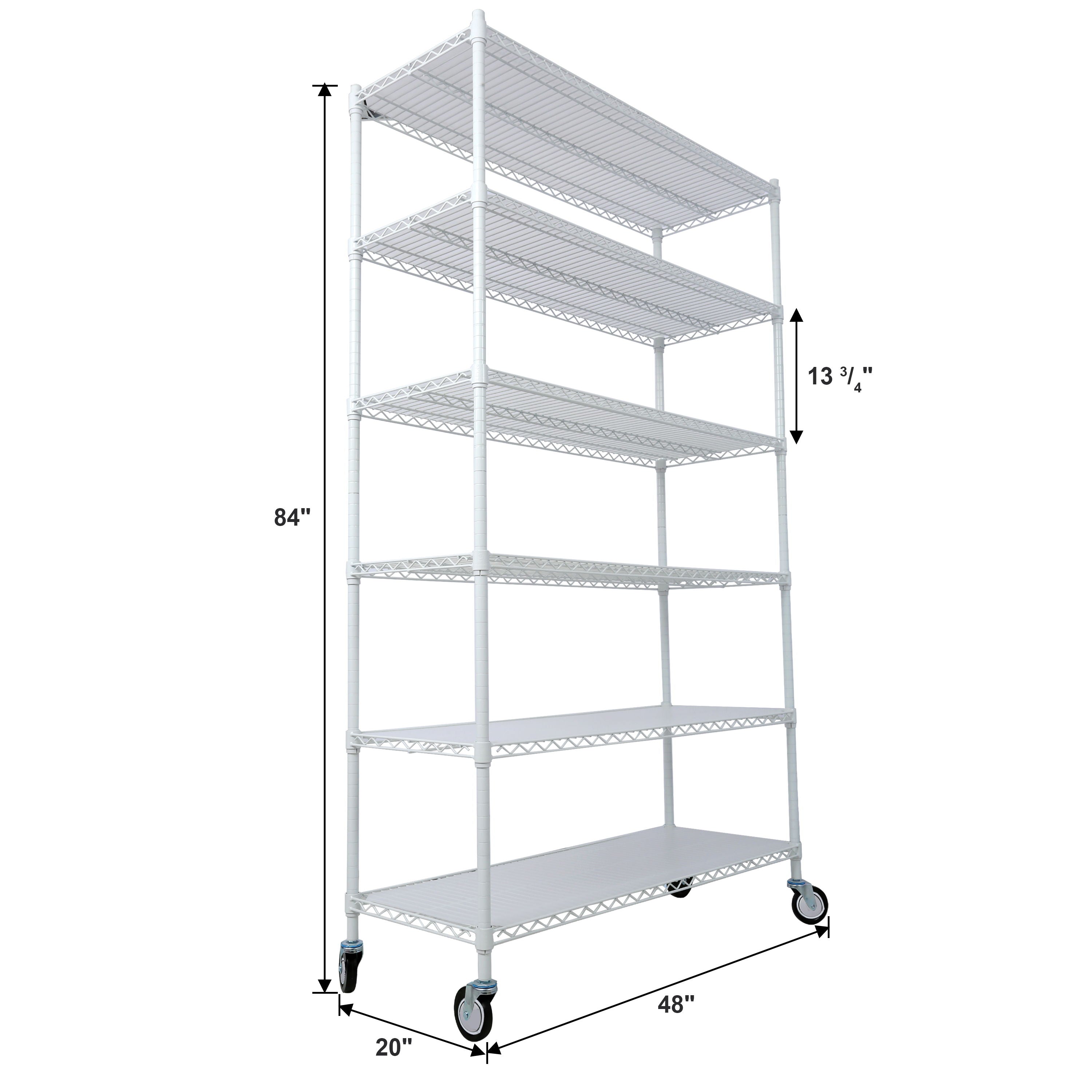 6 Tier 6000Lbs Capacity Nsf Metal Shelf Wire Shelving Unit, Heavy Duty Adjustable Storage Rack With Wheels & Shelf Liners For Commercial Grade Utility Steel Storage Rack