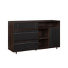 Contemporary Detailed Door Sideboard With Open Storage Dark Brown by Walker Edison | Bel Furniture