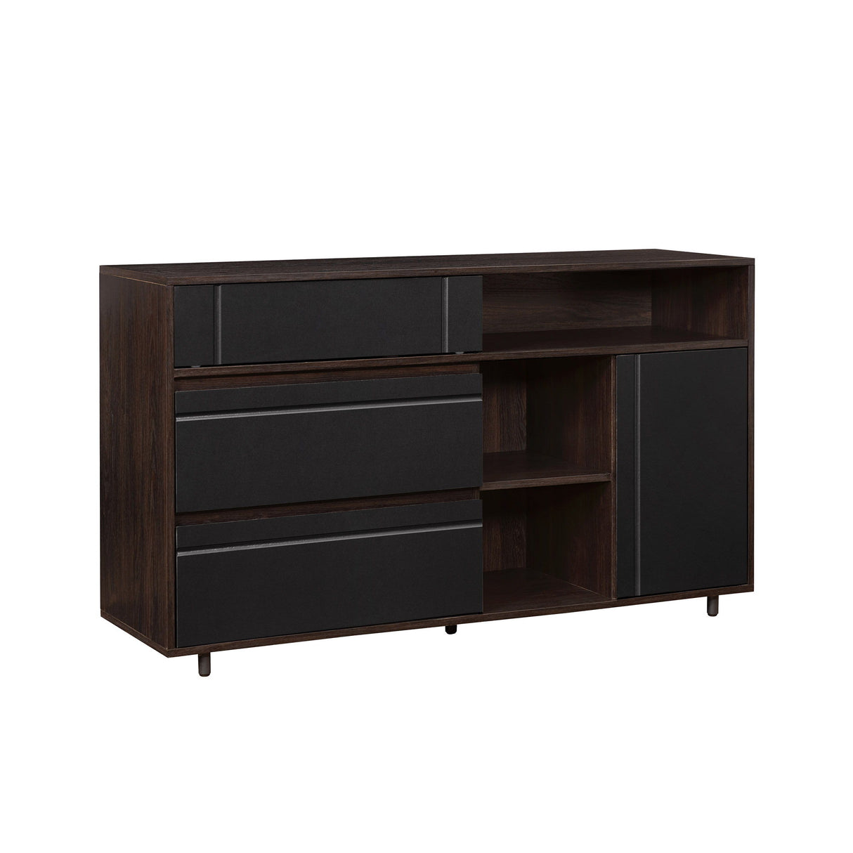 Contemporary Detailed Door Sideboard With Open Storage Dark Brown by Walker Edison | Bel Furniture