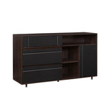 Contemporary Detailed Door Sideboard With Open Storage Dark Brown by Walker Edison | Bel Furniture