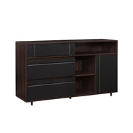 Contemporary Detailed Door Sideboard With Open Storage Dark Brown by Walker Edison | Bel Furniture