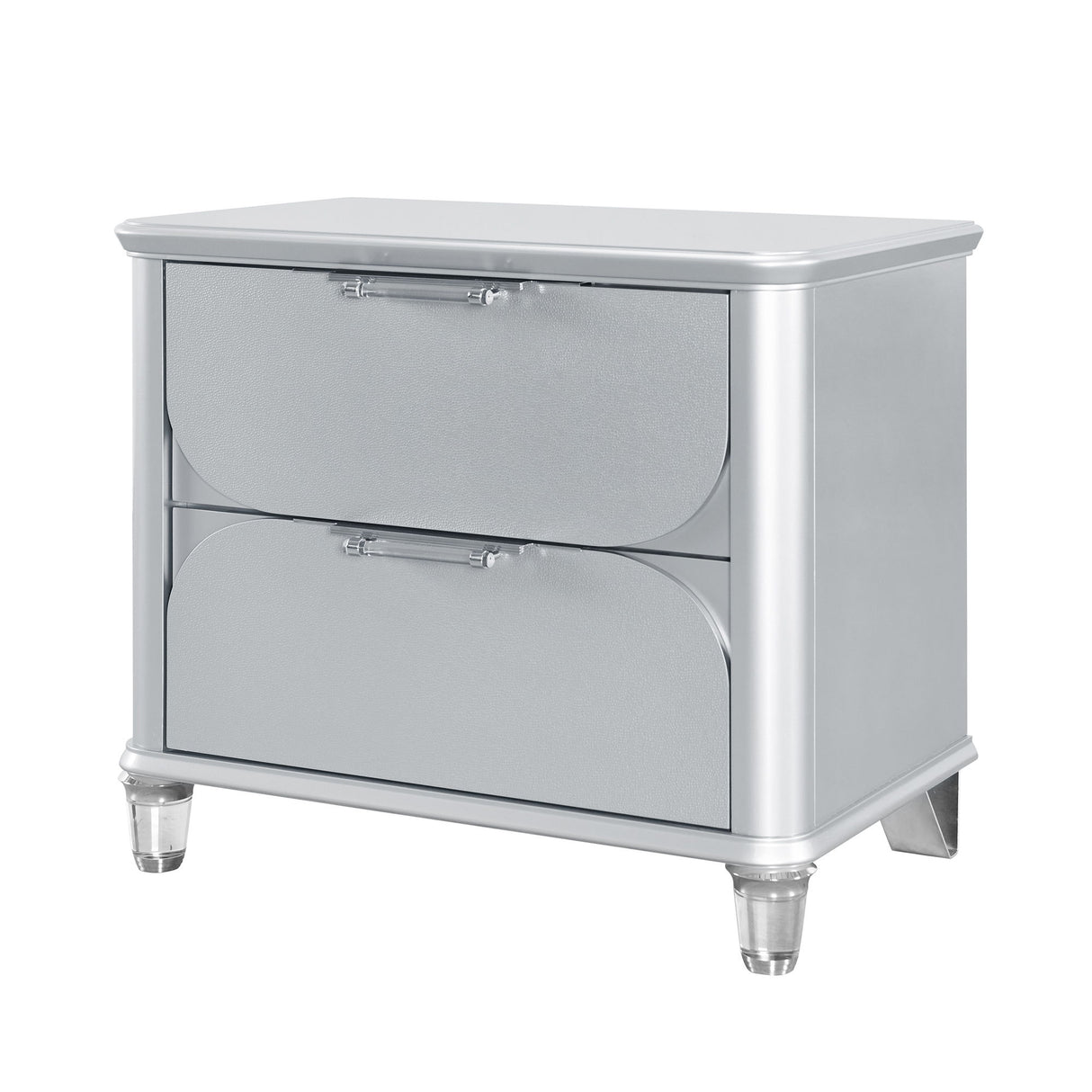 Laura - Nightstand With Sleek Frame And Fronts - Silver