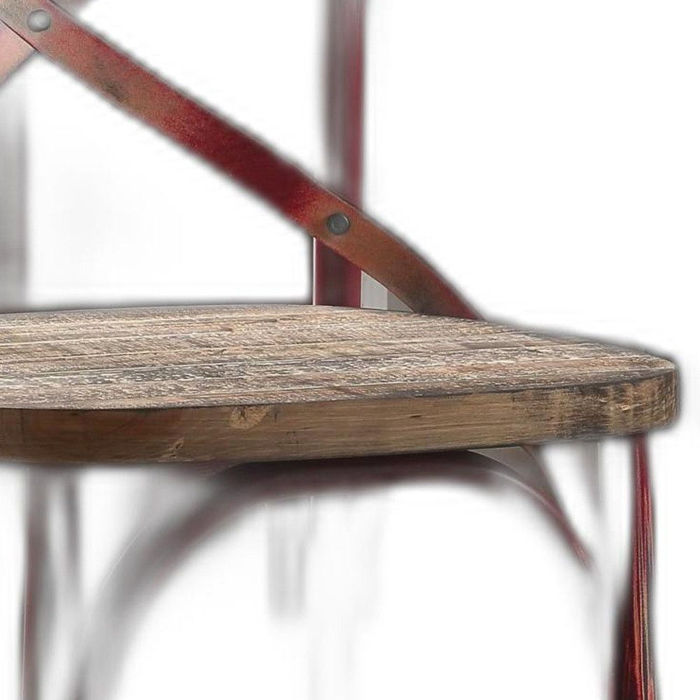 Iron Bar Chair - Brown / Red