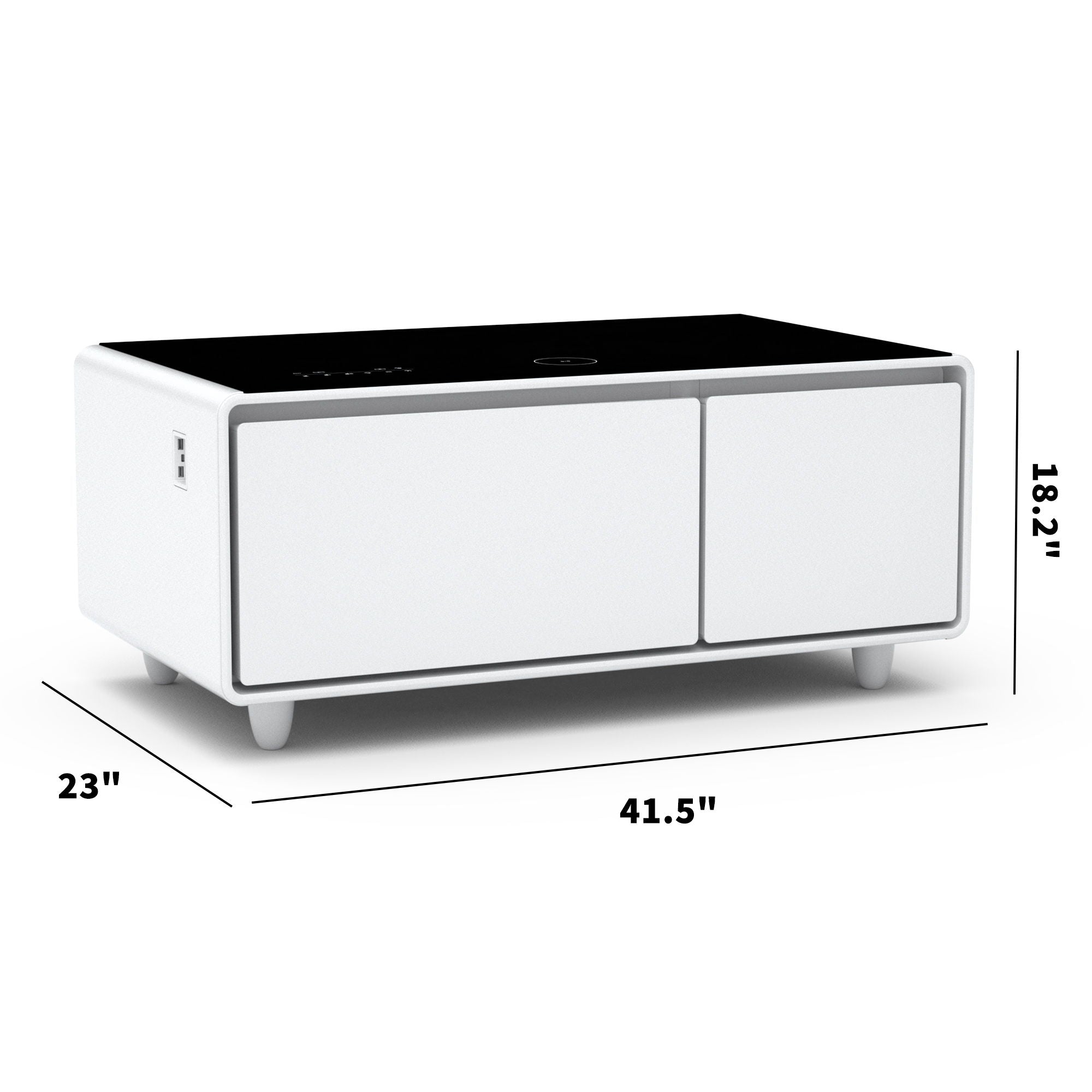 Modern Smart Coffee Table With Built-In Fridge - Bluetooth Speaker, Wireless Charging, Touch Control Panel, USB Interface, Outlet Protection, Atmosphere Light