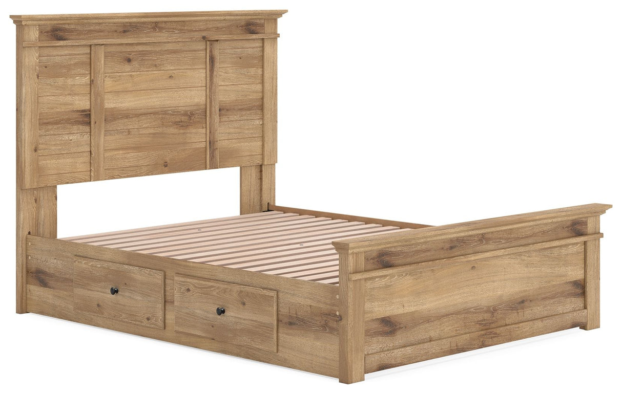 Makidern - Panel Storage Bed With 2 Under Bed Storage Units
