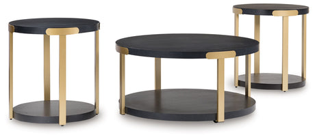 Shylore - Black / Brass Finish - Occasional Table Set (Set of 3) by Signature Design by Ashley® | Bel Furniture
