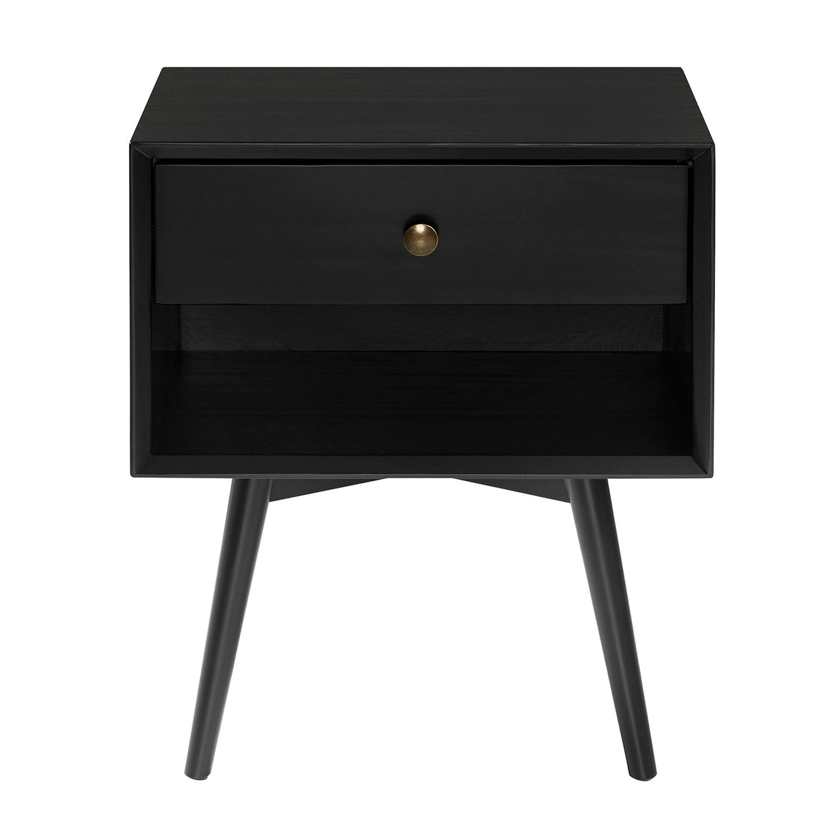 Mid-Century Modern Single Drawer Solid Wood Nightstand by Walker Edison | Bel Furniture