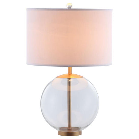 Kenny - Drum Shade Clear Glass Table Lamp - Brass by CoasterEssence | Bel Furniture