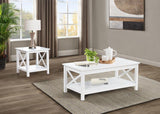 Skyview - Square Pine Wood Side End Table With Shelf - White
