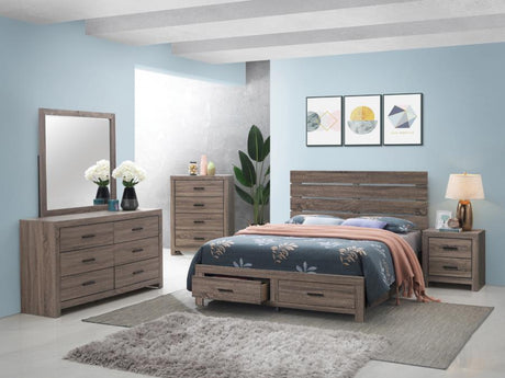 Brantford - Bedroom Set Dark Brown 5 Pc. Bed, Dresser, Mirror, Chest, Nightstand Queen by CoasterEveryday | Bel Furniture