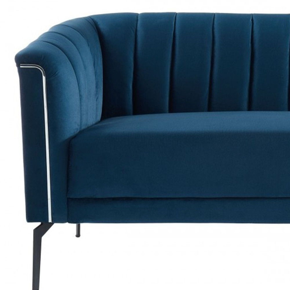 Sofa With Silver Legs - Blue