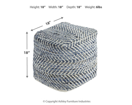 Chevron - Blue - Pouf by Signature Design by Ashley® | Bel Furniture