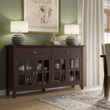 Artisan - Large 4 Door Sideboard Buffet - Dark Chestnut Brown by Simpli-Home | Bel Furniture