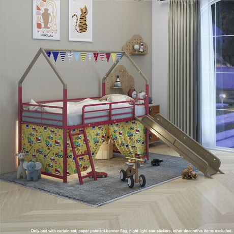 Jack - House Loft Bed With Slide And Curtain Set - view 40