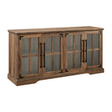 Modern Farmhouse Two Tone Windowpane Glass Door TV Stand For TVs Up To 65" Light Brown by Walker Edison | Bel Furniture