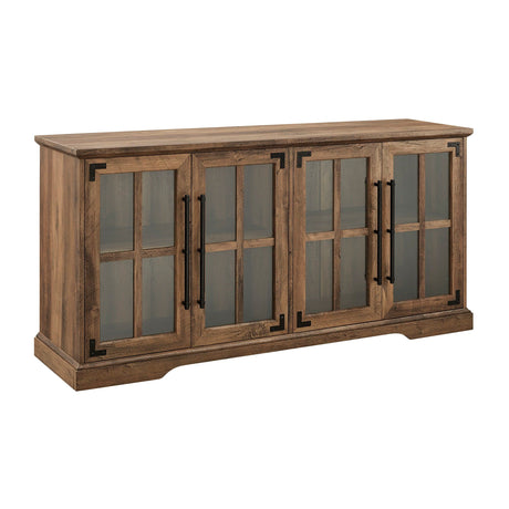 Modern Farmhouse Two Tone Windowpane Glass Door TV Stand For TVs Up To 65" Light Brown by Walker Edison | Bel Furniture