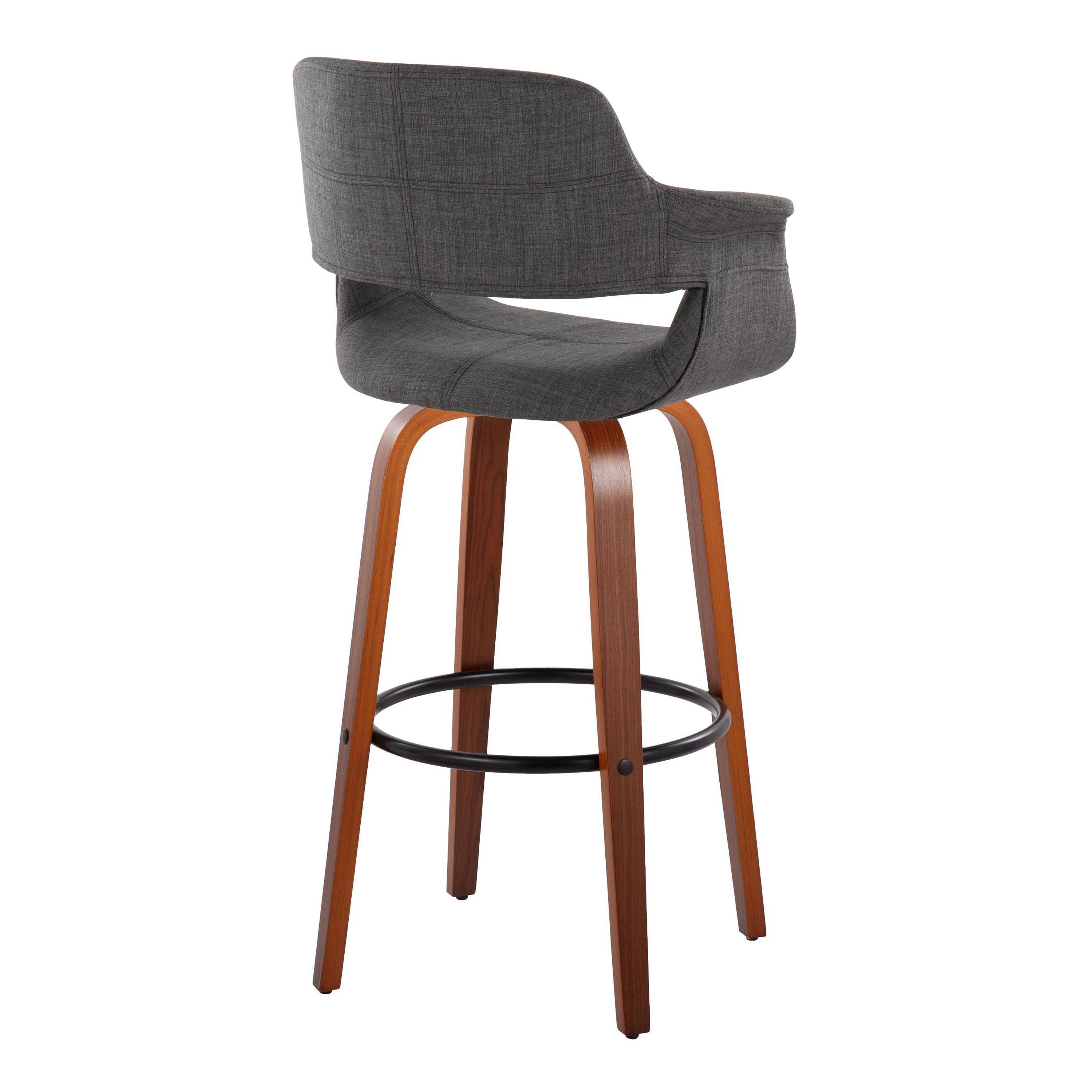 Vintage Flair - Mid Century Modern Fixed Height Barstool With Swivel With Round Footrest (Set of 2)