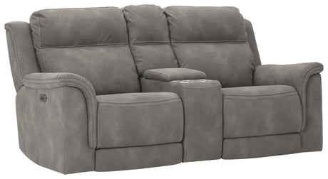 Next-Gen Durapella - Reclining Power Loveseat With Console Dark Gray by Signature Design by Ashley® | Bel Furniture