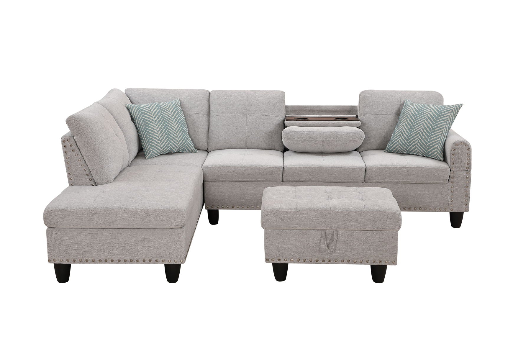 Alger - 98" Wide Left Hand Facing Sofa & Chaise With Ottoman